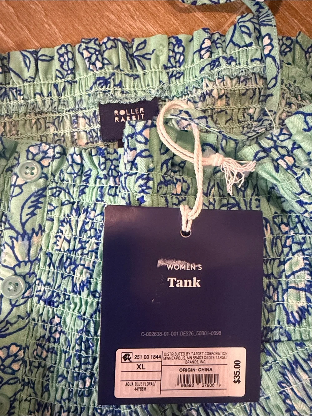 Roller Rabbit X Target Blue Floral Smocked Tank and Tiered Skirt Set NWT Size XL